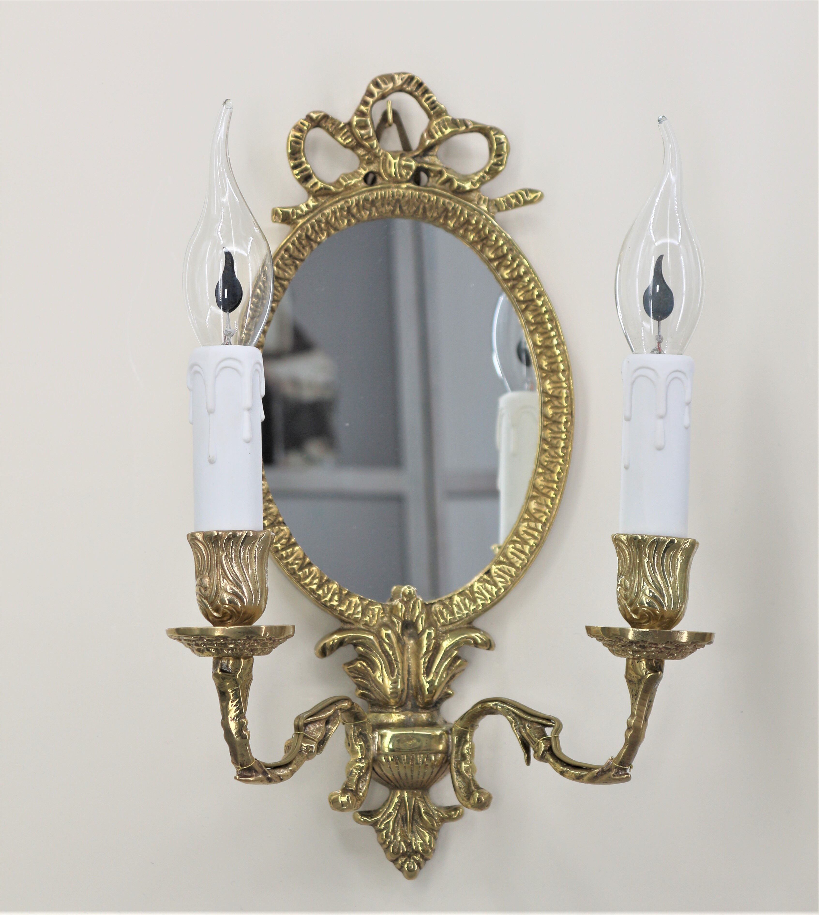 Pair Applique Mirror in Gilded Bronze Style Louis XVI
