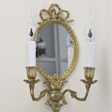 Pair Applique Mirror in Gilded Bronze Style Louis XVI