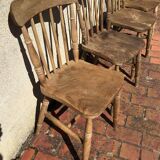 Series of 4 Western chairs in solid oak