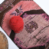 1x2 Vintage pink door mat, 1x2 door mat, 2.6x1.8 Ft