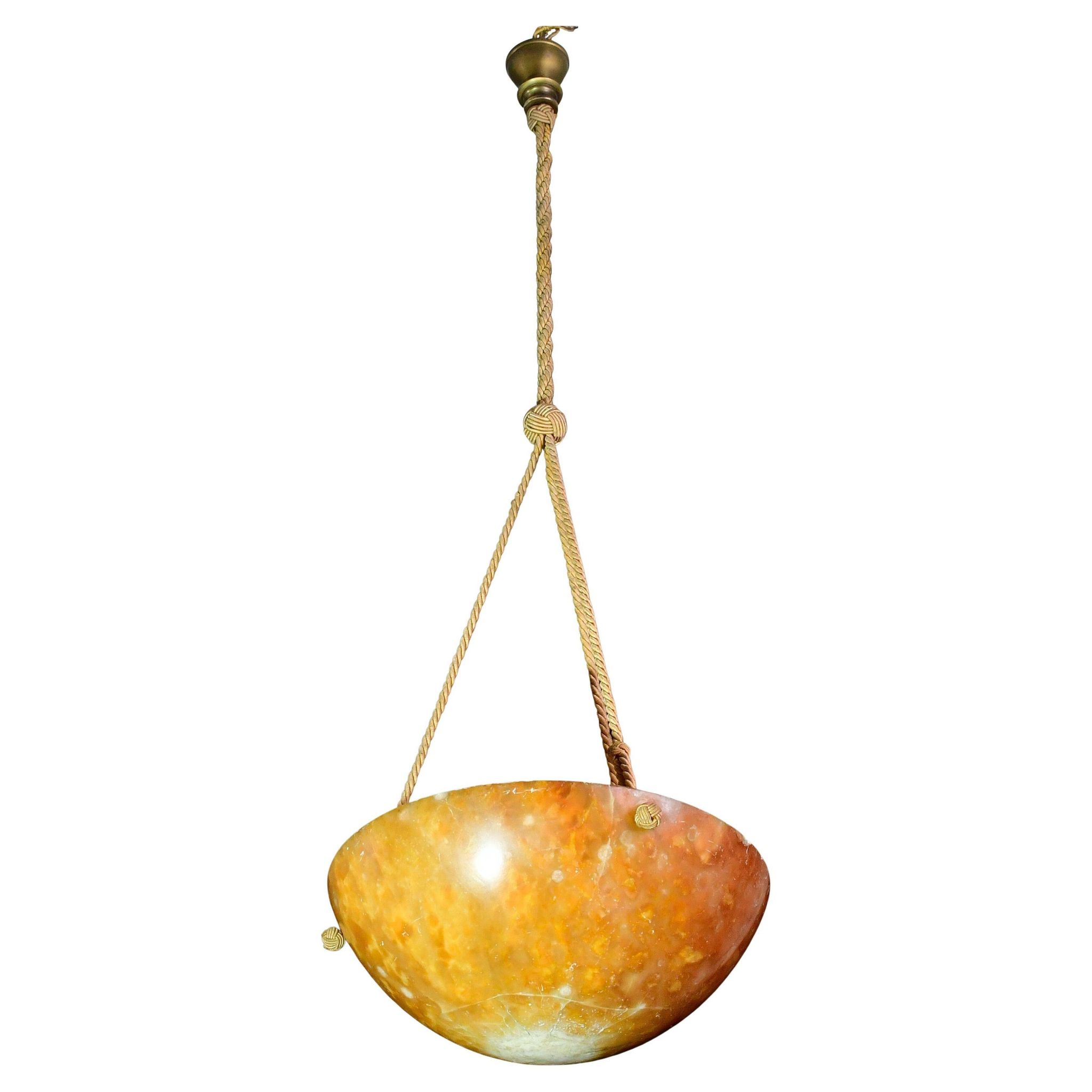 Art Deco great design brown alabaster chandelier, 1940s