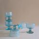 Ensemble de 6 coupelles en verre bullé bleu