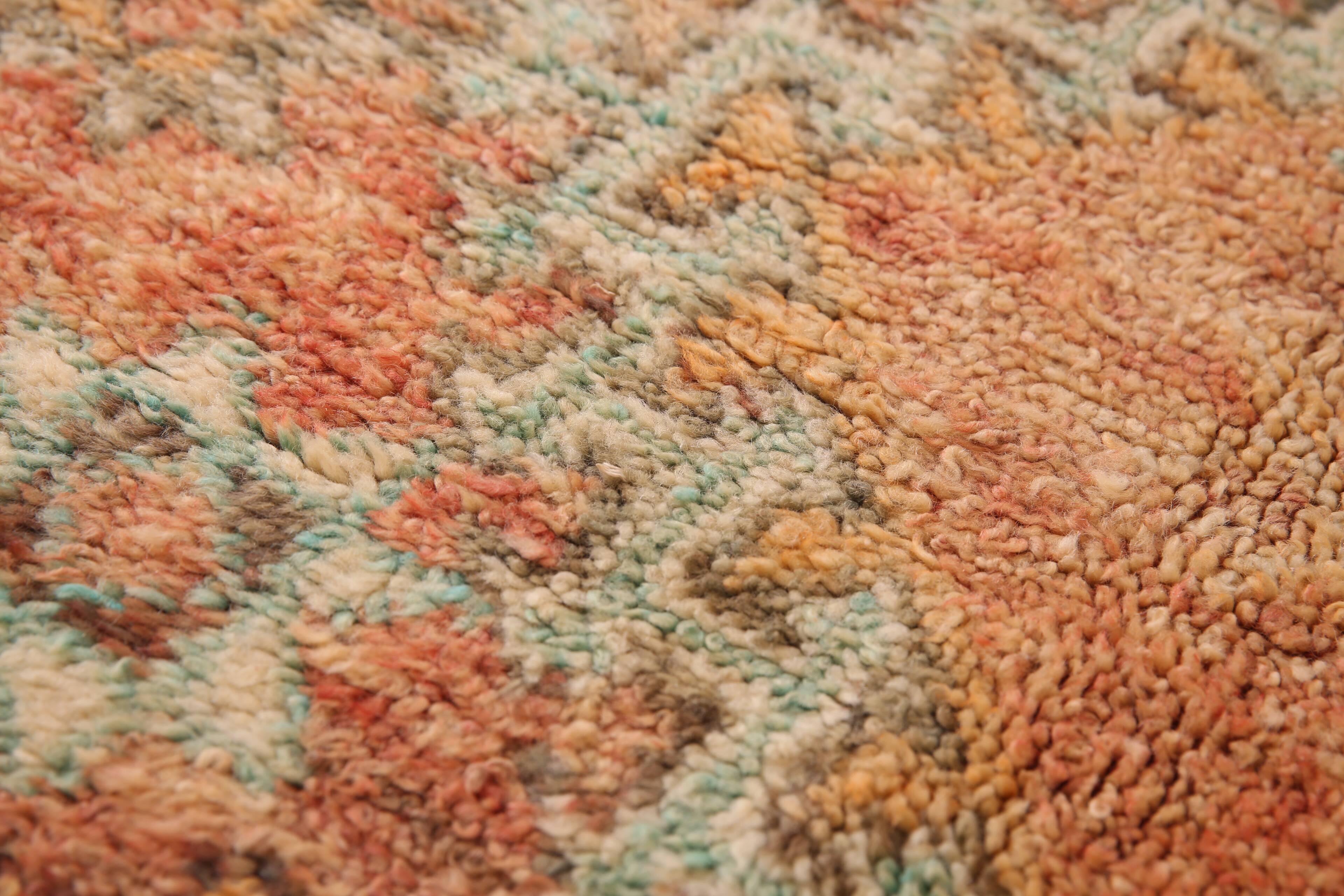 Peach Vintage Moroccan Rug 173 x 383 cm, Berber Wool Rug, Handmade Boho Rug