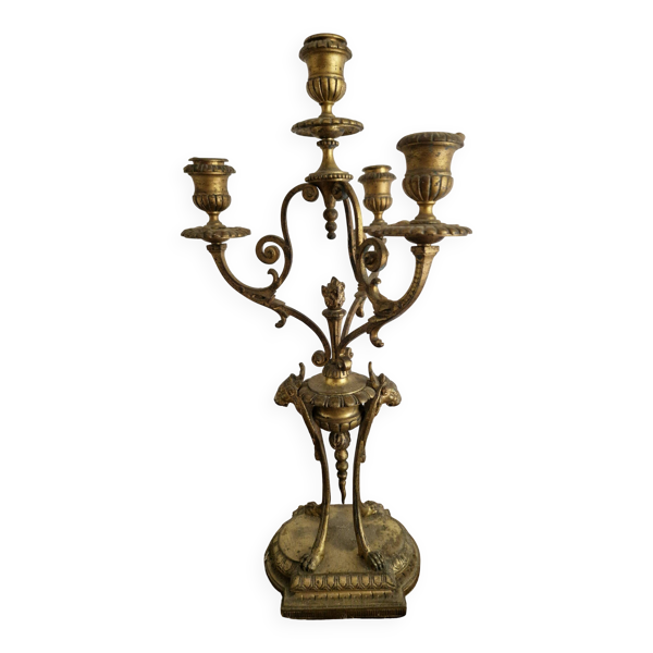 Candélabre 4 lumières en bronze ciselé style Louis XVI, France fin XIXᵉ s