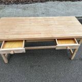 Renovated farmhouse dining table in solid wood 160cm XXth century