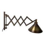 Midcentury wood and brass scissor wall lamp, Dutch 1960s