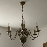 Solid Dutch bronze chandelier with two appliques