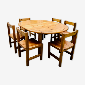 Vintage pine table and chairs set