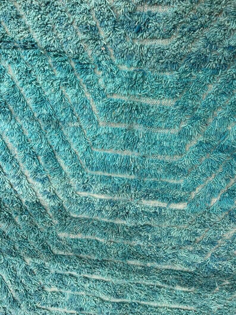 Tapis en laine pure sur mesure artisanale traditionnelle bleu 1,6/2,5 m