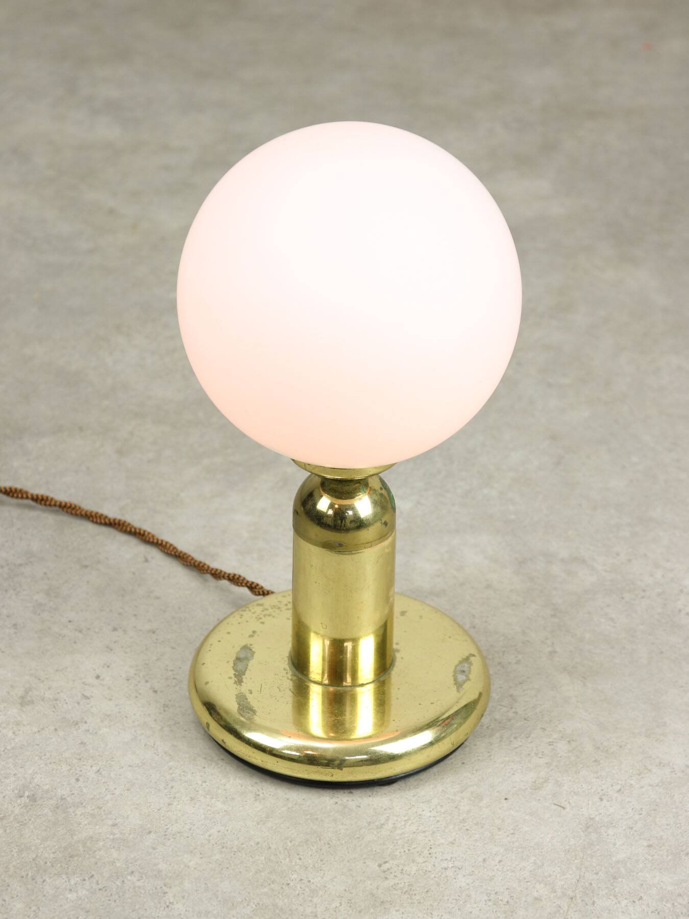 Vintage Italian Brass & Opaline Table Lamp, 1970s