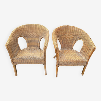 Pair of rattan chairs for outdoor indoor garden living room