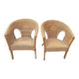 Pair of rattan chairs for outdoor indoor garden living room