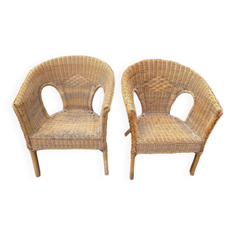 Pair of rattan chairs for outdoor indoor garden living room