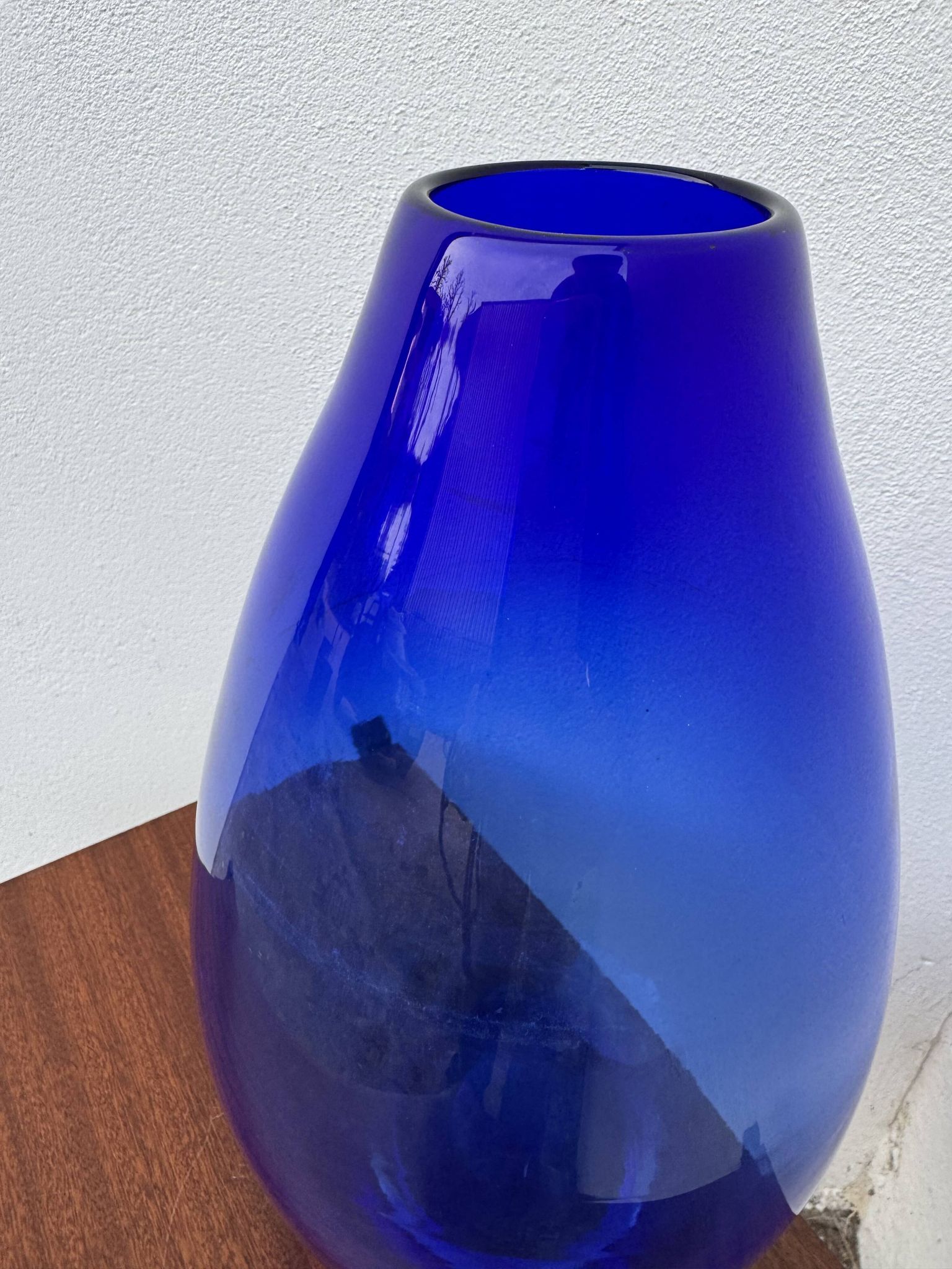 Grand vase verre soufflé bleue cobalt vintage