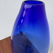 Grand vase verre soufflé bleue cobalt vintage