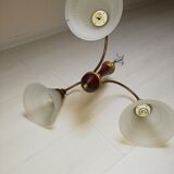 Lustre 3 branches en opaline et bois