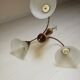 3-branched chandelier in opaline and wood