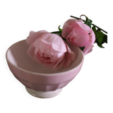 Small pink ribbed footed bowl Digoin Sarreguemines