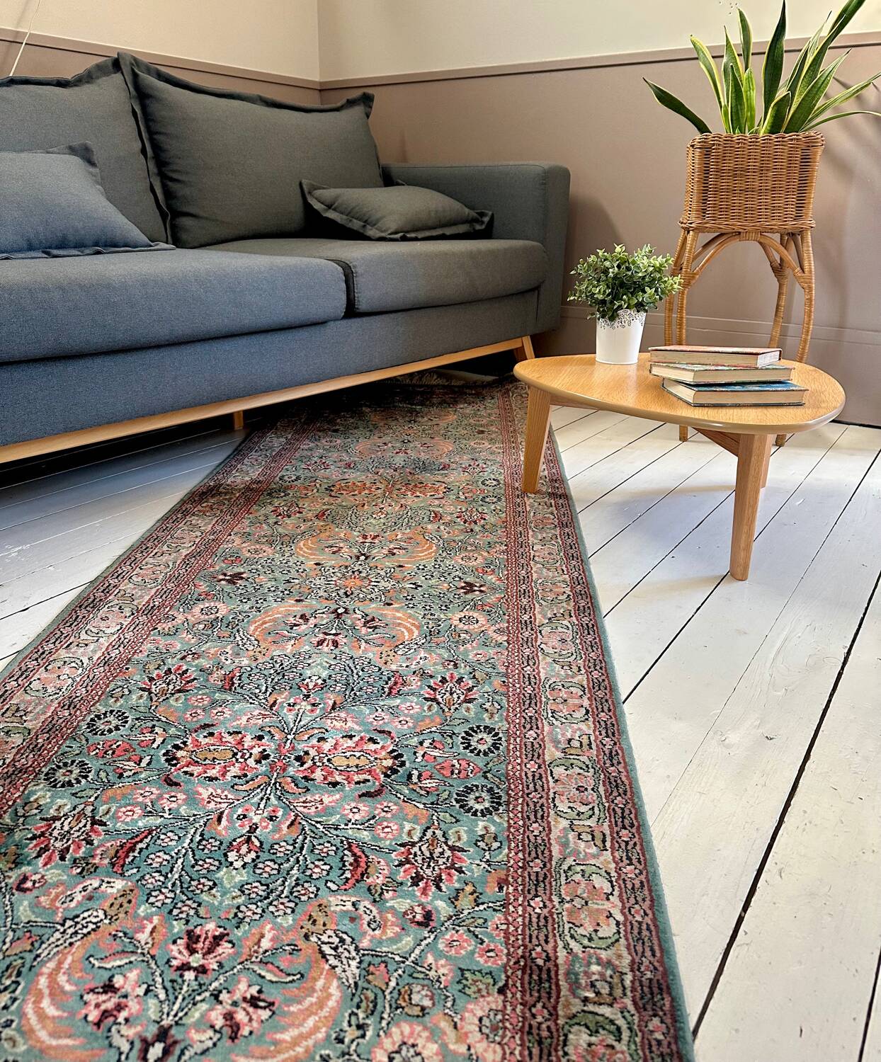 Antique Indian runner rug 301x81