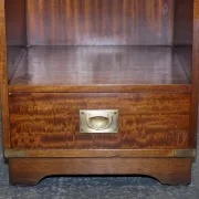 Vintage Bevan Funell Military Campaign Bedside Table with Leather Top