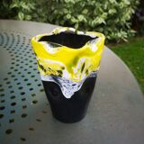 Vase vallauris lave noir et jaune
