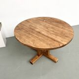Round pine table "Les Arcs - 1970"