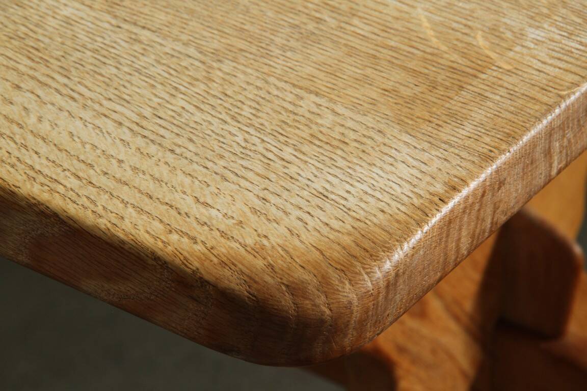Vintage danish brutalist oak dining table