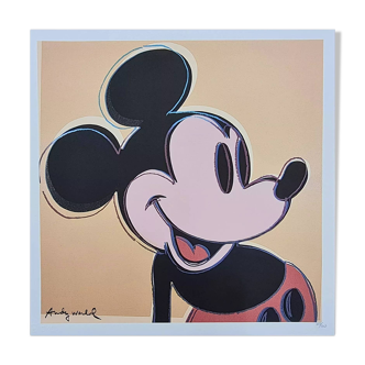 Années 1990 après Andy Warhol Mickey Mouse Lithographie rose