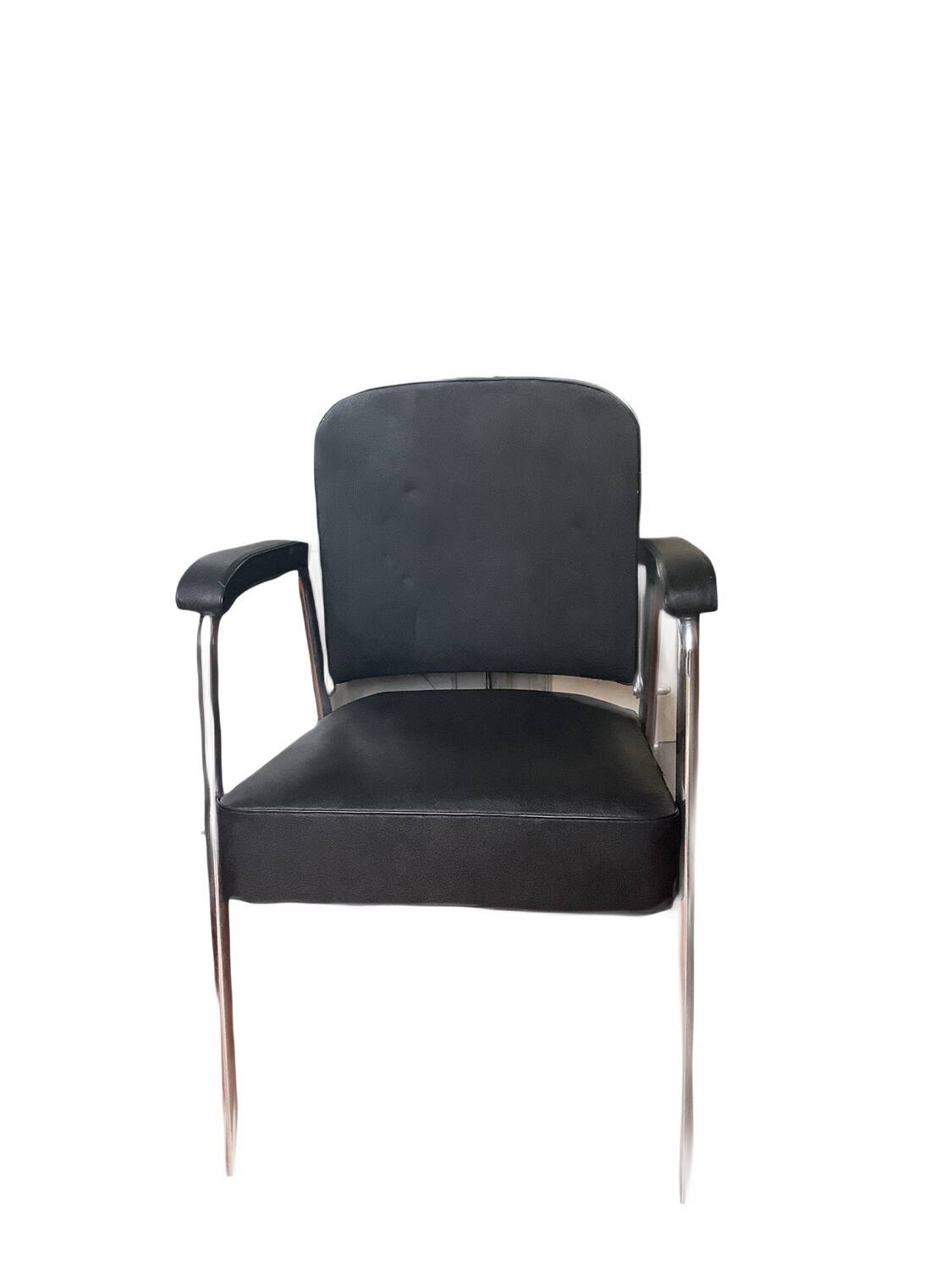 Afoc Vintage 60s/70s Hairdressing Chair - Chrome and Black Faux Leather