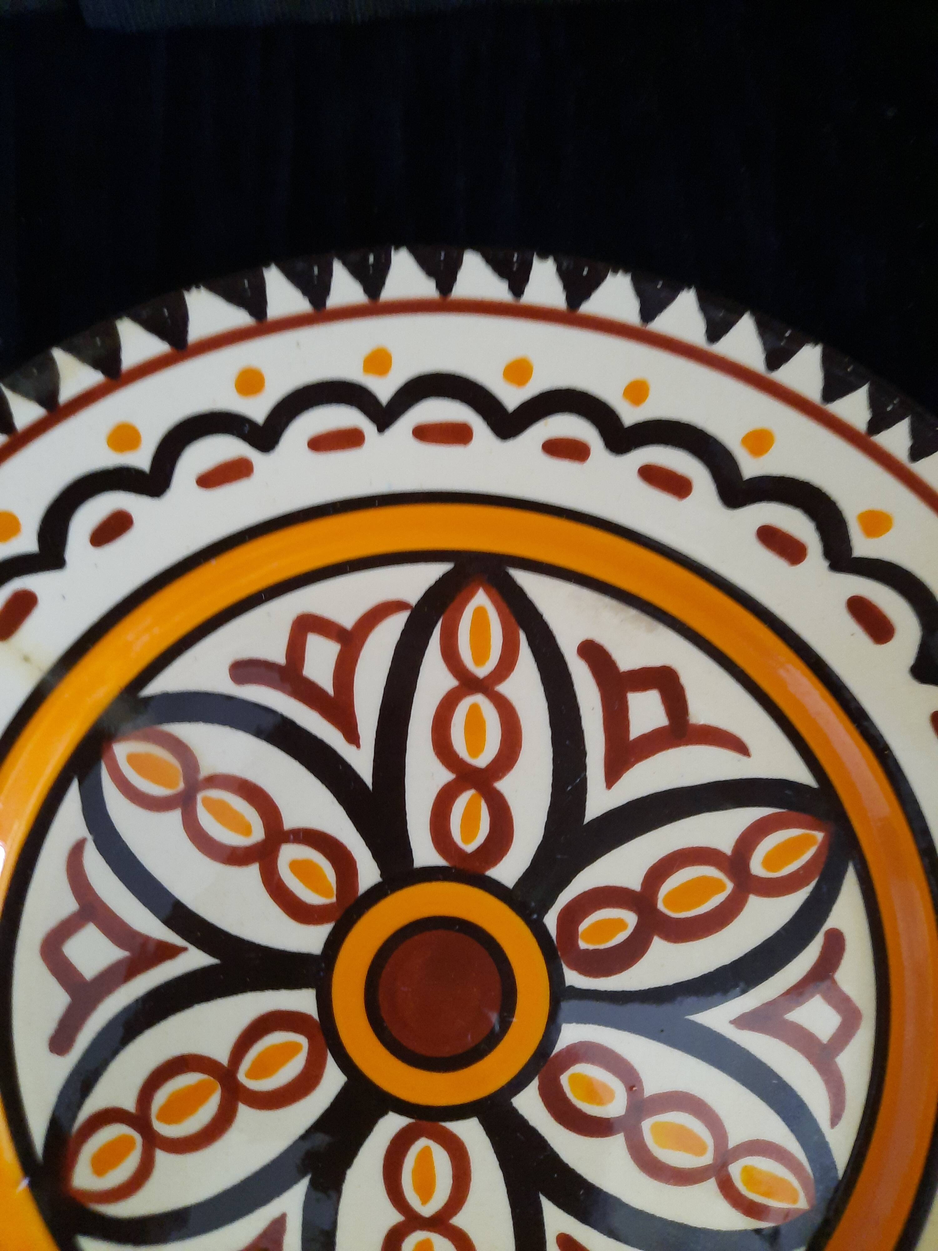 Old HB QUIMPER Plate Earthenware Geometric Rosette Decoration