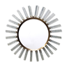 One-of-a-kind sun shaped hammered glass and brass wall mirror by enzio wenk