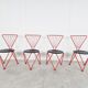 Vintage red metal dining chairs, 1980s