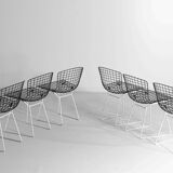 Ensemble de 7 chaises Bertoia noires et blanches pour Knoll International, années 1970