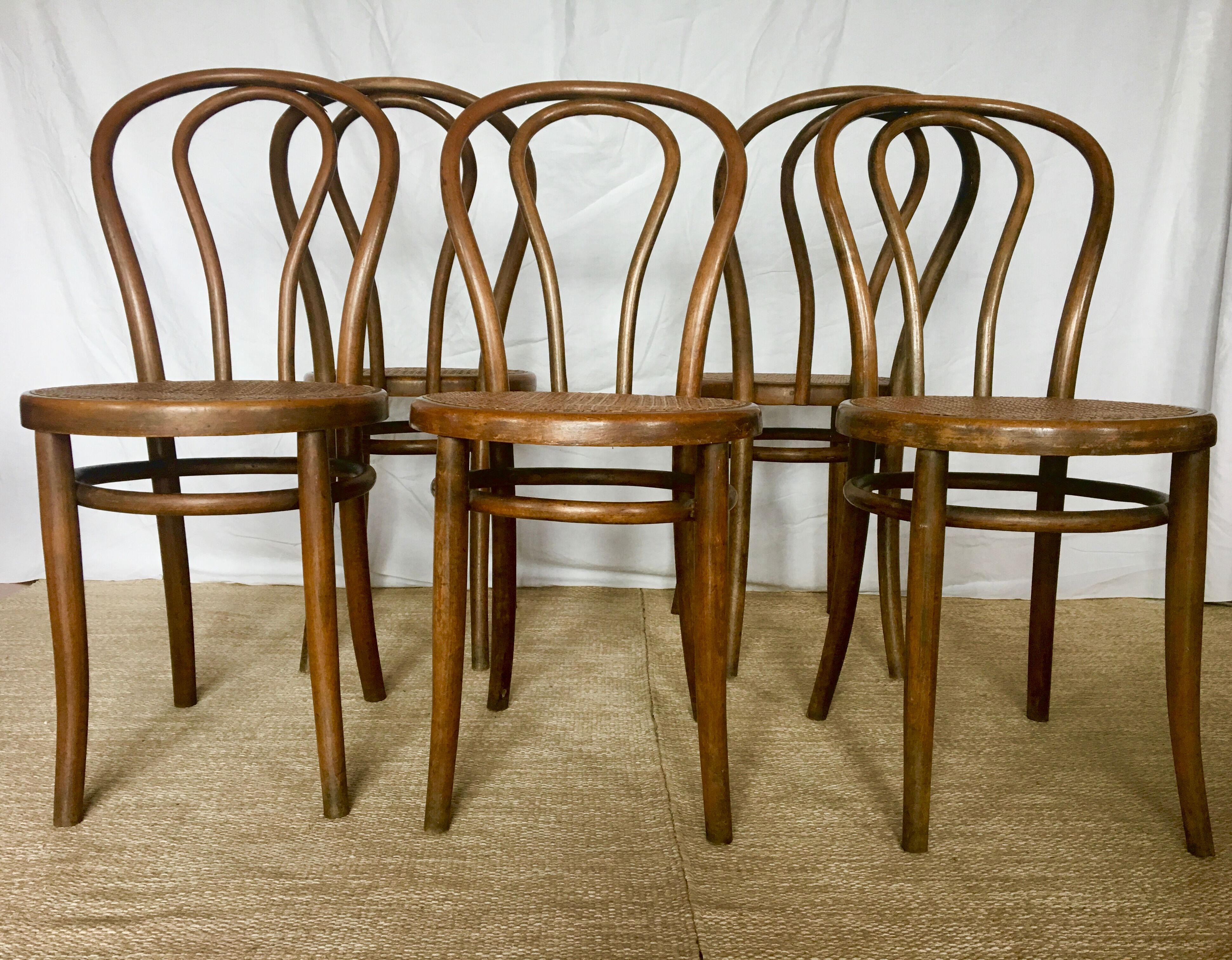 Set of 5 chairs Bistro cannate early twentieth