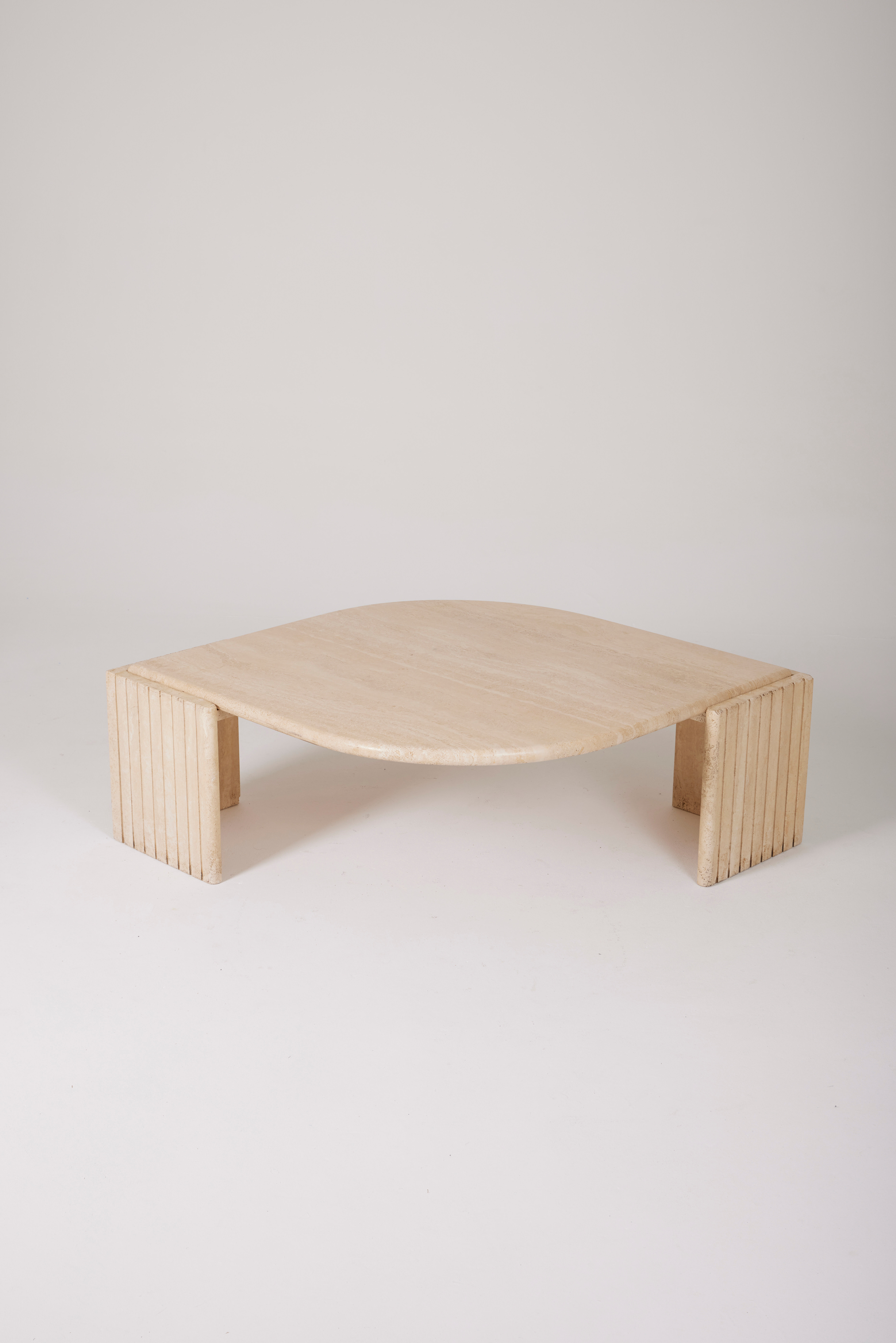 Travertine coffee table in eye shape, 1970s