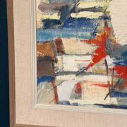 Original Swedish Oil on Canvas - "Abstract Harbour Motif" vintage