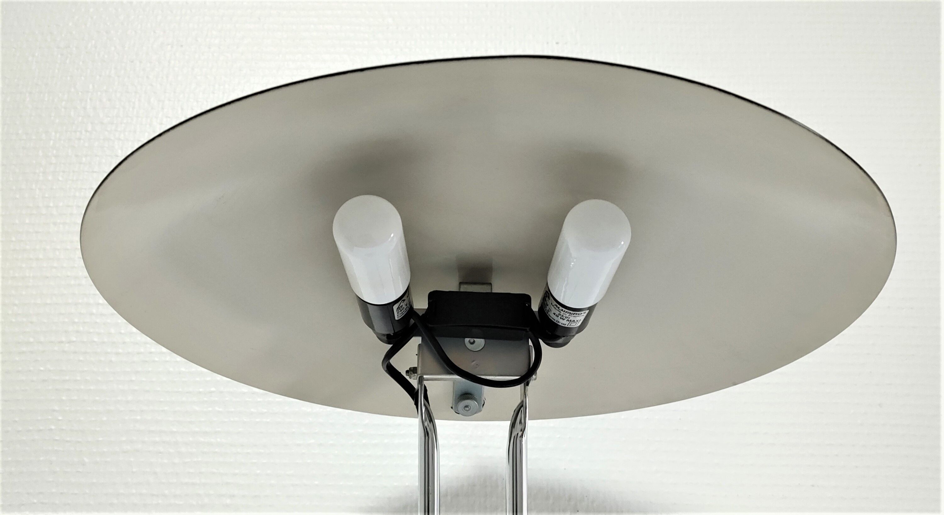 Aluminor lamp chrome metal and matt black design 80s