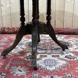 Guéridon anglais fin XIXème en placage de noyer, d'ébène et de buis