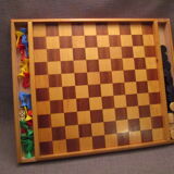 Lady game board and small old wooden horses