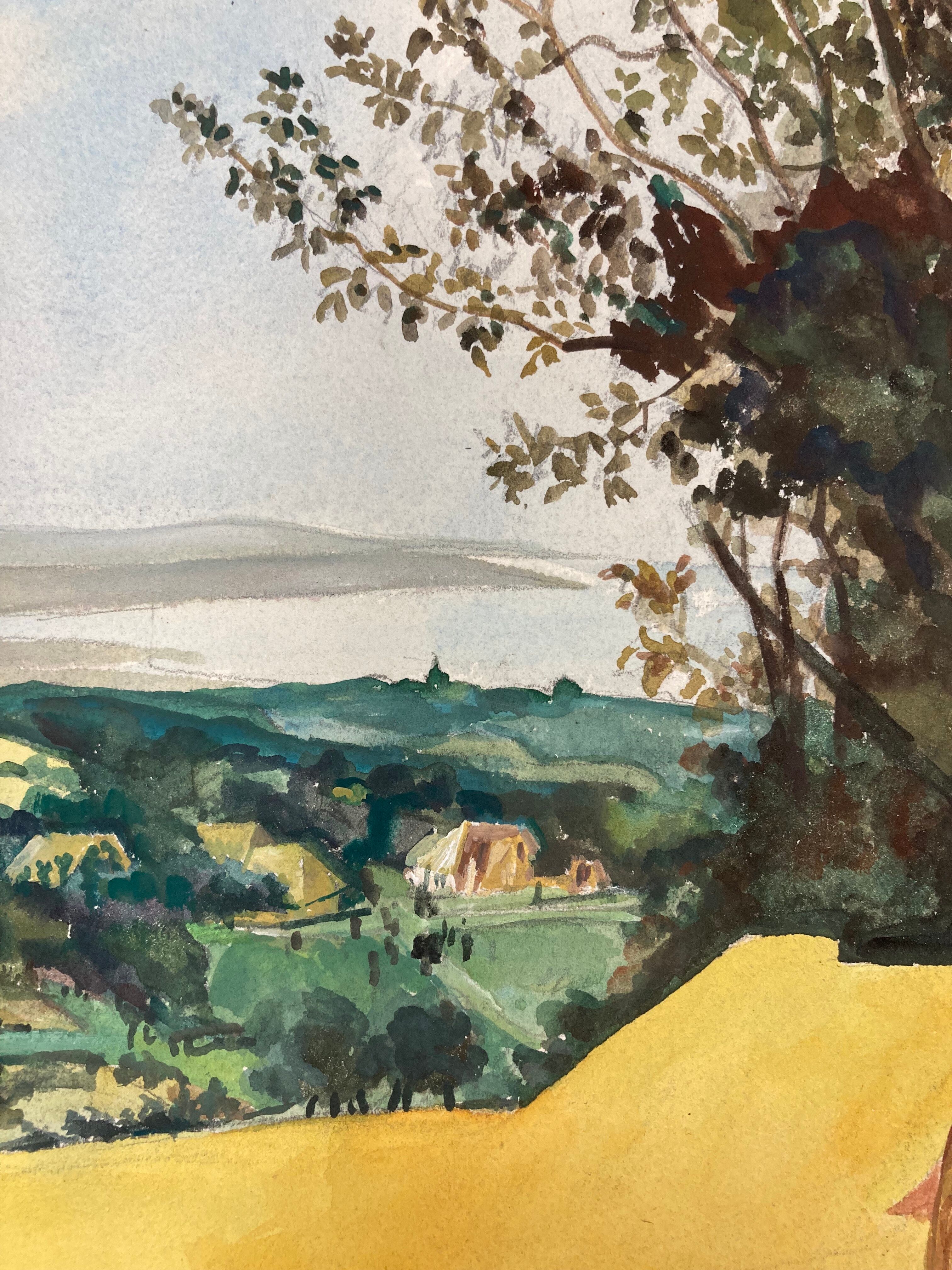 Vintage landscape watercolor