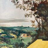 Aquarelle paysage vintage