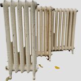 Set of three old radiators with flowered blades in cast iron 20th century