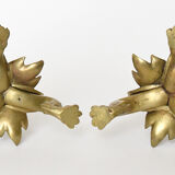 Pair of gilded bronze candlesticks decorated with lizards