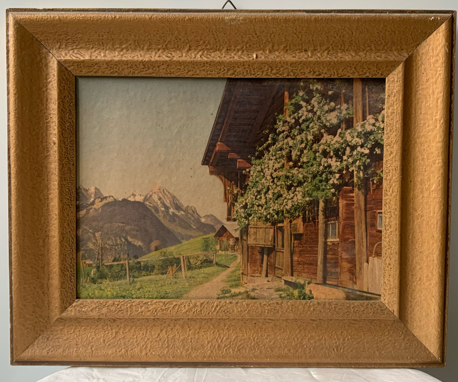 Swiss Alps old vintage painting