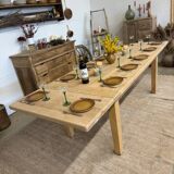Solid oak table with extensions