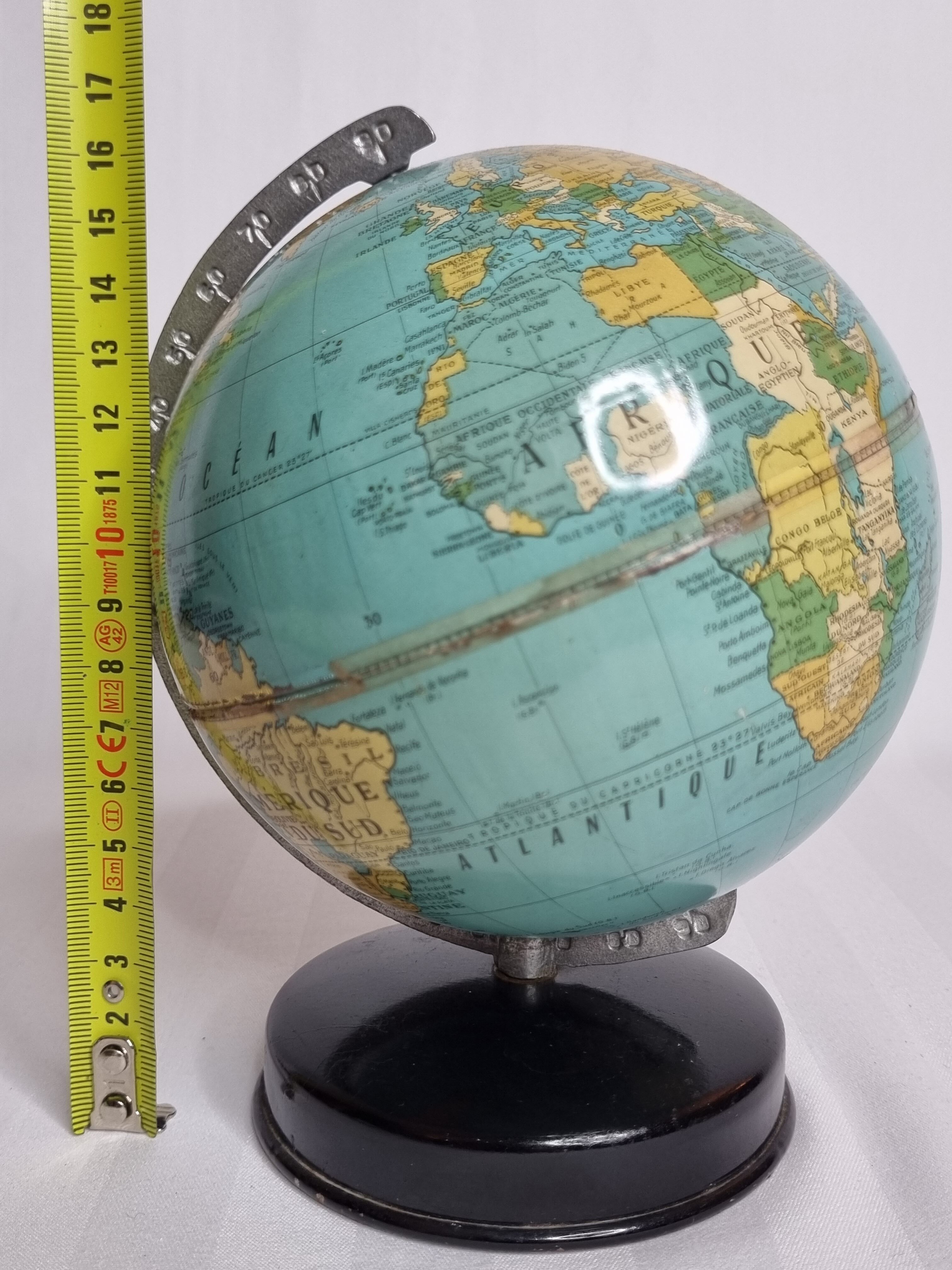 Globe earth "Taride" of the 50s-60s in metal on base, 17 cm