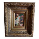 Oil on wood signed gilded frame XX centuries