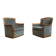 1960s Scandinavian Mid-century Armchairs, Solid Cherry Wood and Velvet