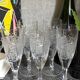 Five vintage cut crystal champagne flutes