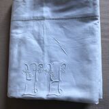 Old white monogrammed sheet